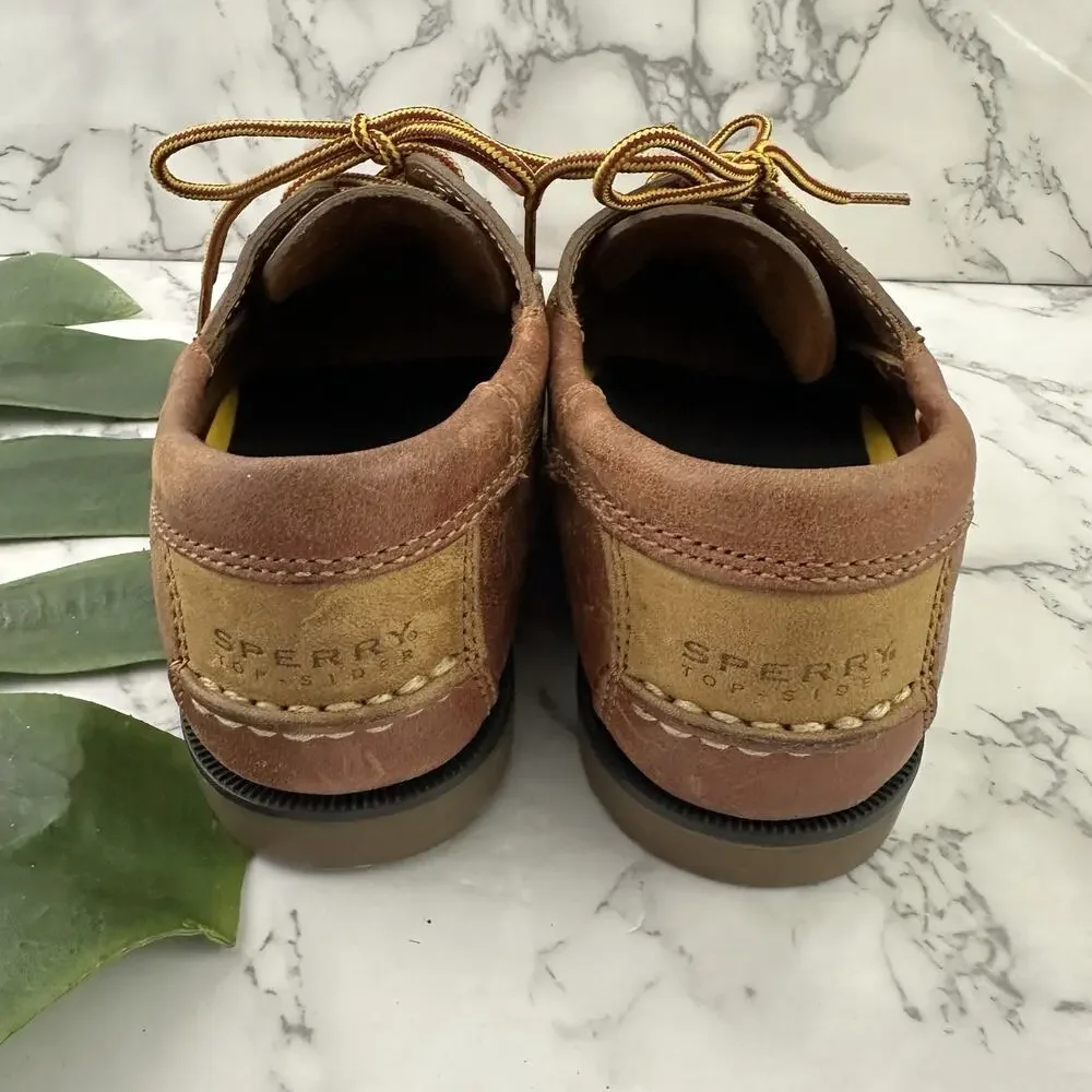 Sperry Womens Boat Shoe Loafers Size 7 Brown Leather Lace Up Preppy Nautical